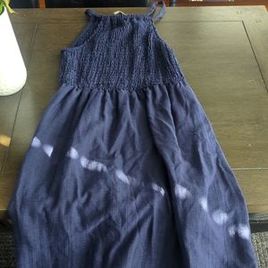 Navy blue maxi dress, linen